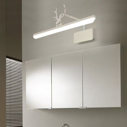 Lineare Metall-Wandlampe Modernistische Led Weiß/Schwarz/Gold Wandmontierte Schminklicht mit Geweiharm in Weiß/Natürliches Licht, 17"/20,5"/28" Breit