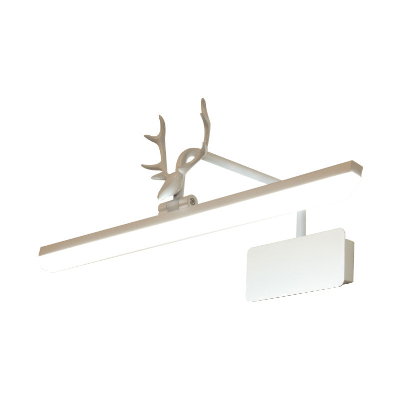 Lineare Metall-Wandlampe Modernistische Led Weiß/Schwarz/Gold Wandmontierte Schminklicht mit Geweiharm in Weiß/Natürliches Licht, 17"/20,5"/28" Breit