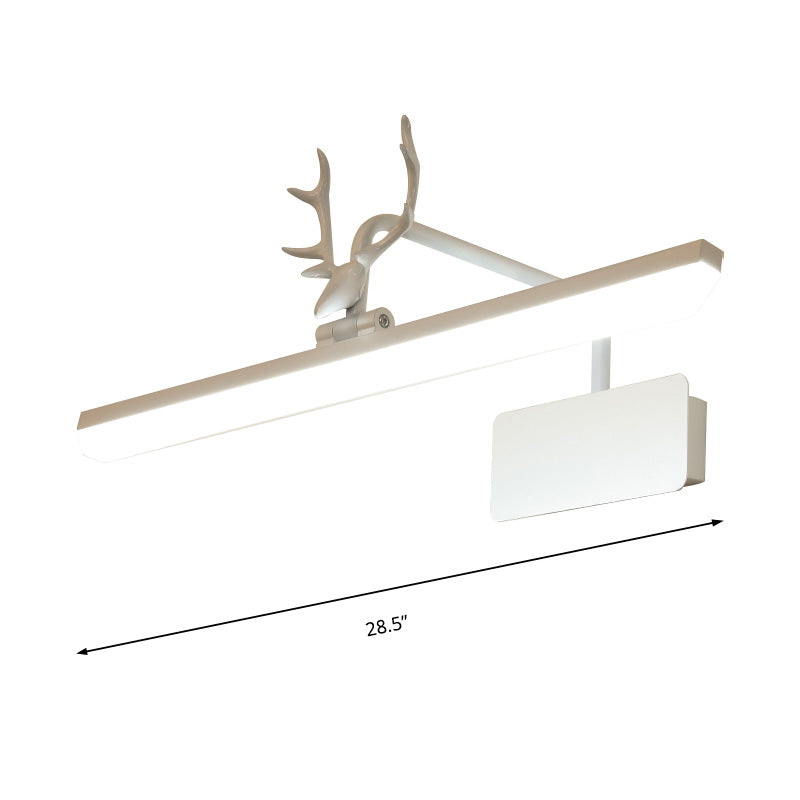 Lineare Metall-Wandlampe Modernistische Led Weiß/Schwarz/Gold Wandmontierte Schminklicht mit Geweiharm in Weiß/Natürliches Licht, 17"/20,5"/28" Breit