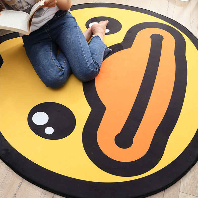 Frendorf | Geel Eendpatroon Tapijt Katoen Cartoon Gebiedtapijt Antislip Achterkant Vloerkleed voor Kinderen Kamer