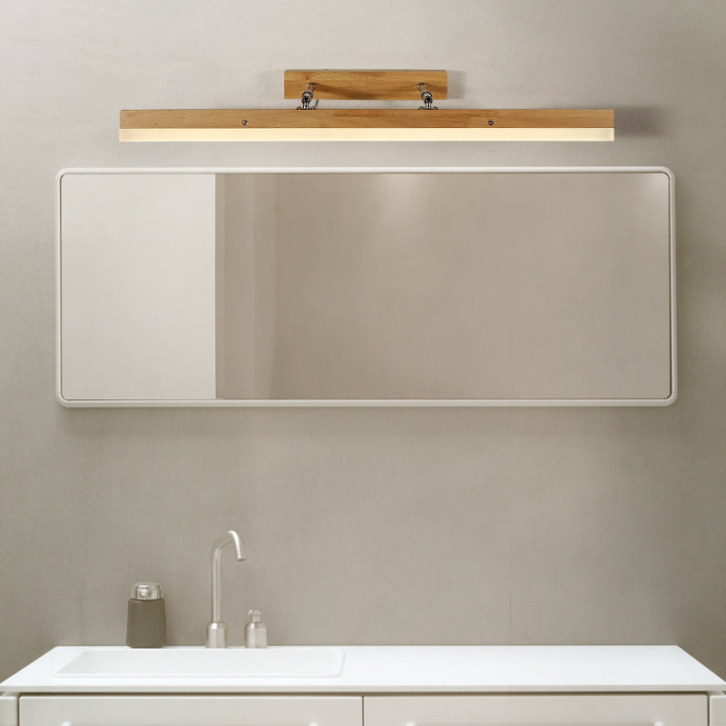 Frendorf | Lineare Vanity Light Zeitgenössische Holz Led Beige Wandmontierte Vanity Lampe in Weiß/Warmlicht, 16"/23,5"/31,5" Breit