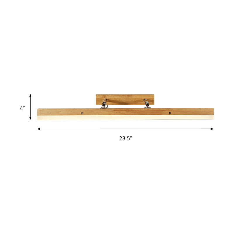 Frendorf | Lineare Vanity Light Zeitgenössische Holz Led Beige Wandmontierte Vanity Lampe in Weiß/Warmlicht, 16"/23,5"/31,5" Breit