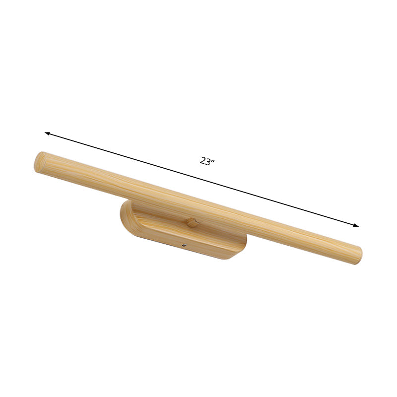 Frendorf | Tube Wood Vanity Wandleuchte Modernistisch 19"/23"/27" Breite LED Beige Wandmontierte Vanity Lichtarmatur in Weiß/Warm/Natürlich Licht