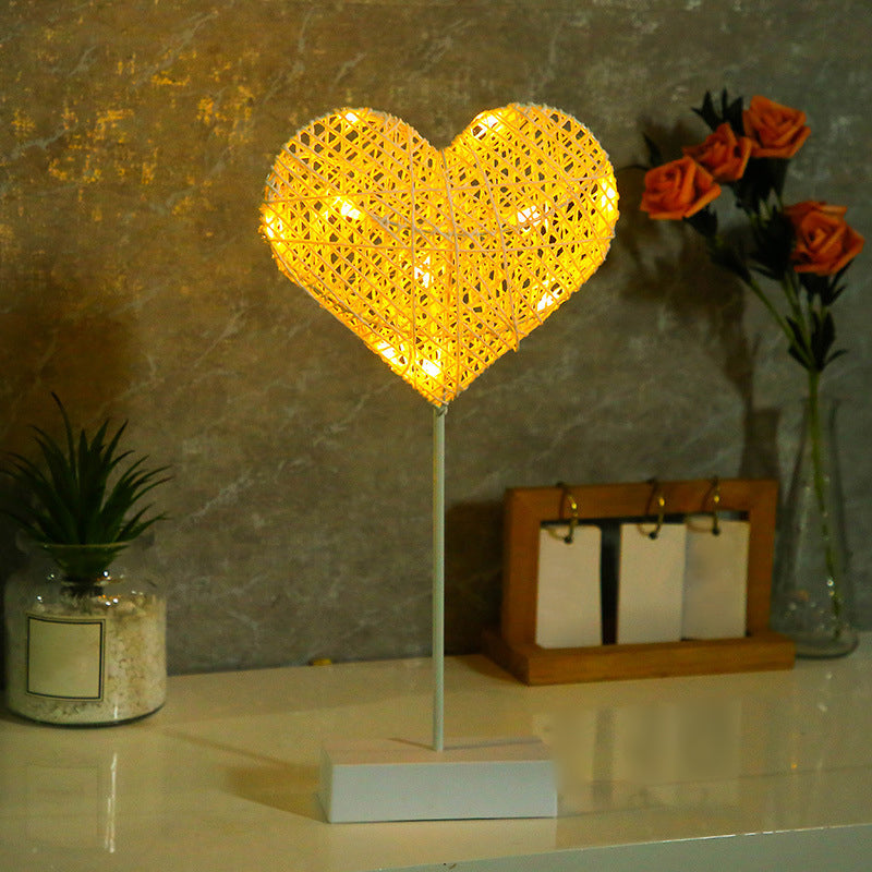 Frendorf | Rattan Weaving LED Tafel lamp Kinderen Wit Batterij Nachtlampje voor Meisjeskamer