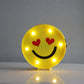 Gelbe Emoji-förmige Batterietischbeleuchtung Kunst Dekor Kunststoff LED Nachttischlampe für Schlafzimmer