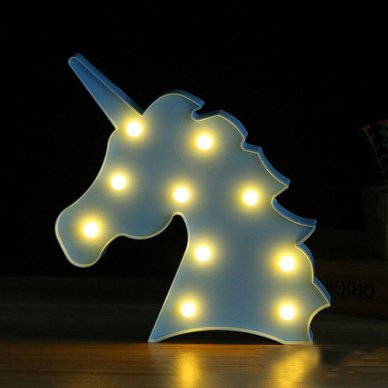 Einhornförmige Tischlampe mit Batterie Kinderstil Kunststoff Schlafzimmer LED Nachttischbeleuchtung