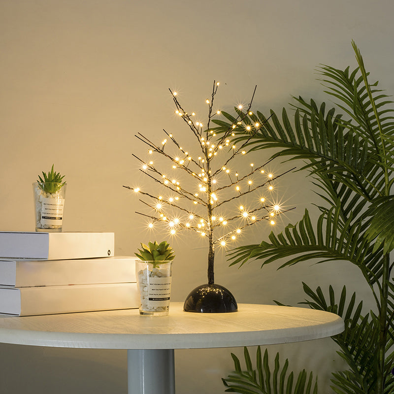 Frendorf | Moderne Baumförmige Batterietischlampe Metall Wohnzimmer LED Stehlampe in Schwarz