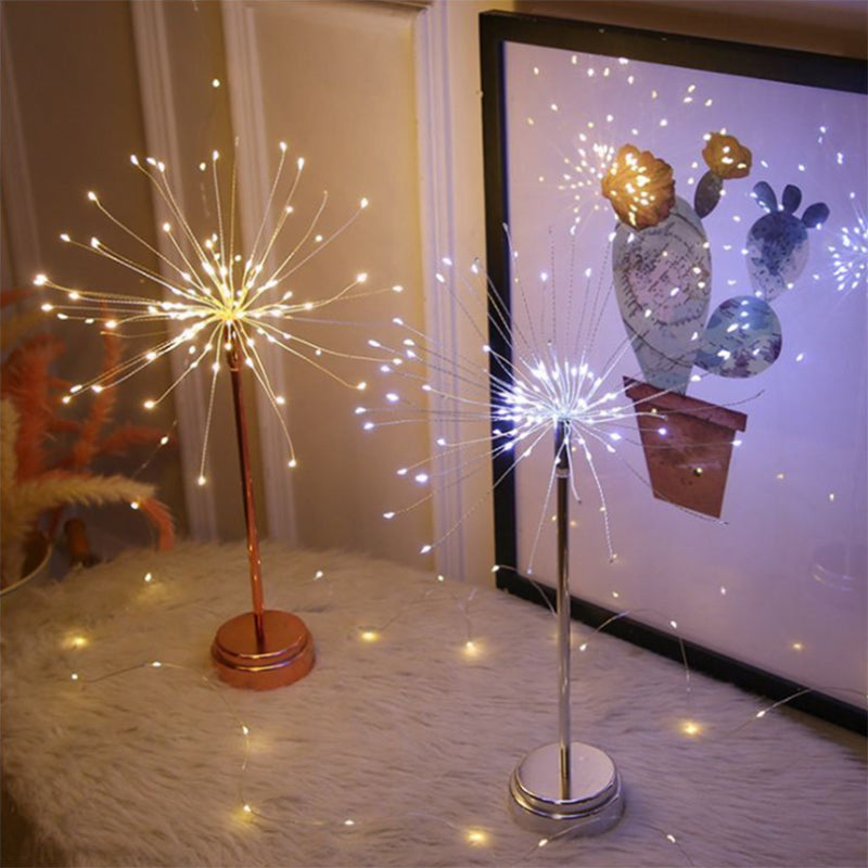 Frendorf | Rose Gold Firework Batterijtje Tafellamp Moderne Metallische LED Nachtkast Verlichting voor Meisjes Slaapkamer