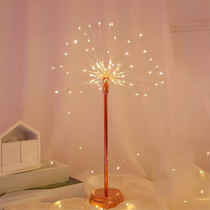 Frendorf | Rose Gold Firework Batterijtje Tafellamp Moderne Metallische LED Nachtkast Verlichting voor Meisjes Slaapkamer