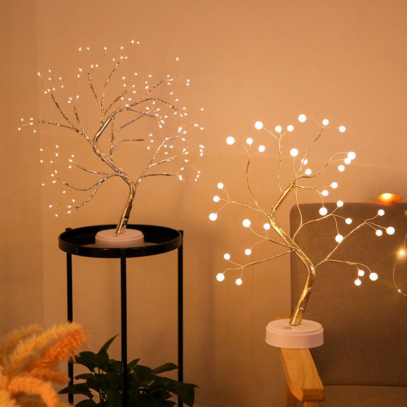 Frendorf | Boomvormige Woonkamer LED Tafellicht Metallic Artistieke Nachttafellamp met USB Oplaadpoort