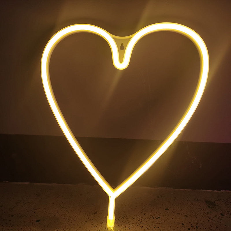 Frendorf | Art Decor Herzförmige LED Neon Nachtlicht Schlafzimmer Batterie Wandbeleuchtung Ideen in Weiß