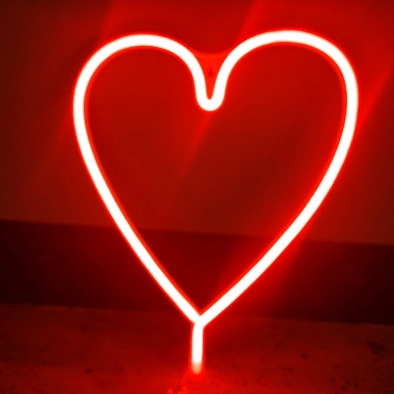Frendorf | Art Decor Herzförmige LED Neon Nachtlicht Schlafzimmer Batterie Wandbeleuchtung Ideen in Weiß