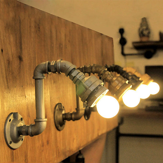 Frendorf | Zwart/Bronze 1 Hoofd Wandmontage Verlichting Rustiek Industrieel Metaal Blootgestelde Gloeilamp Wandlamp Verlichting met Pijp