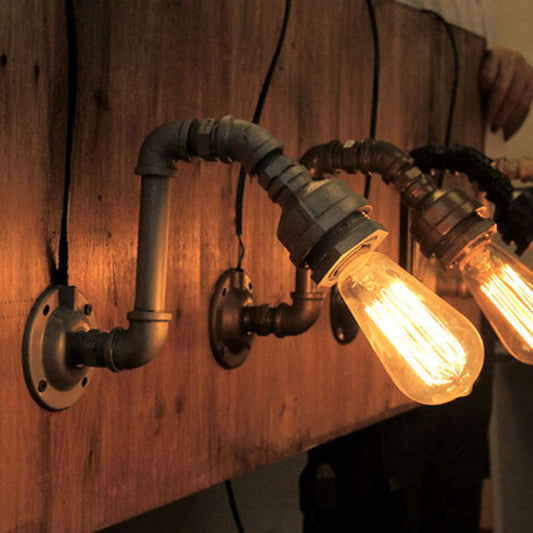 Frendorf | Zwart/Bronze 1 Hoofd Wandmontage Verlichting Rustiek Industrieel Metaal Blootgestelde Gloeilamp Wandlamp Verlichting met Pijp