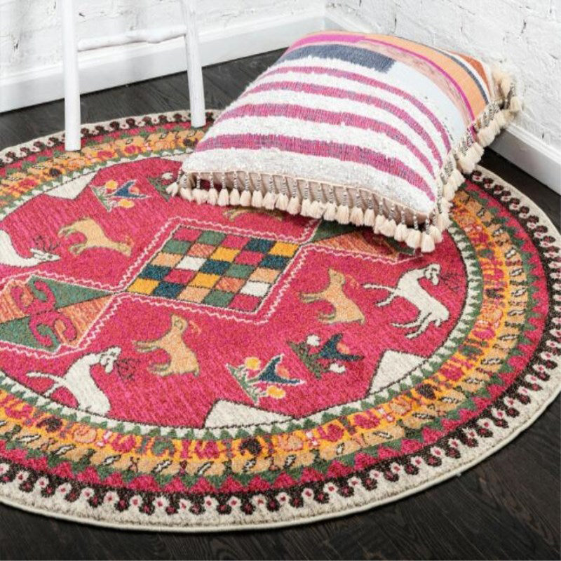 Multicolor Tribal Print Teppich Polyester Bohemian Teppich Fleckenresistent Maschinenwaschbar Rutschfester Teppich für Schlafzimmer