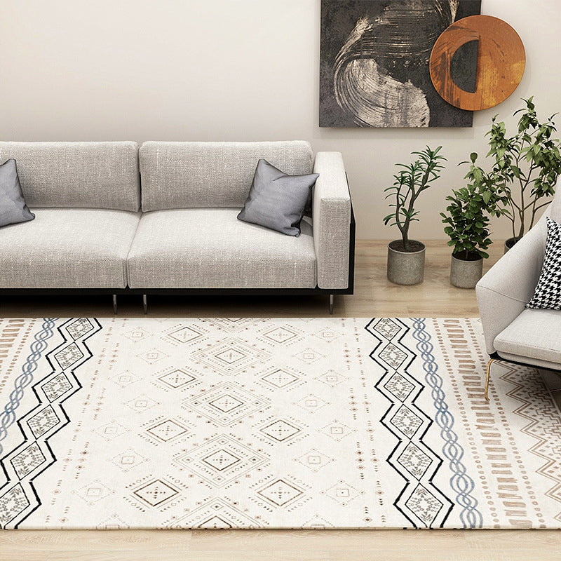 Frendorf | Boho nahtlos gemusterter Teppich Mehrfarbiger Synthetik-Teppich Rutschfest Fleckenresistent Maschinenwaschbarer Teppich für das Wohnzimmer