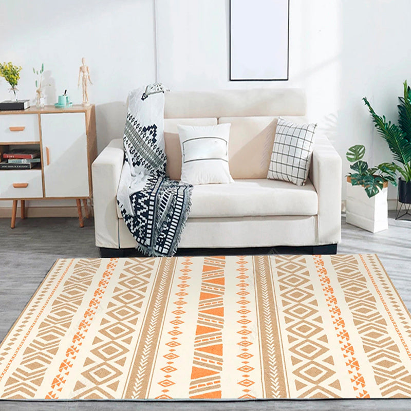 Bohemian Wohnzimmer Teppich Mehrfarbig Geometrischer Teppich Polypropylen Fleckenresistent Rutschfeste Rückseite Waschbarer Teppich