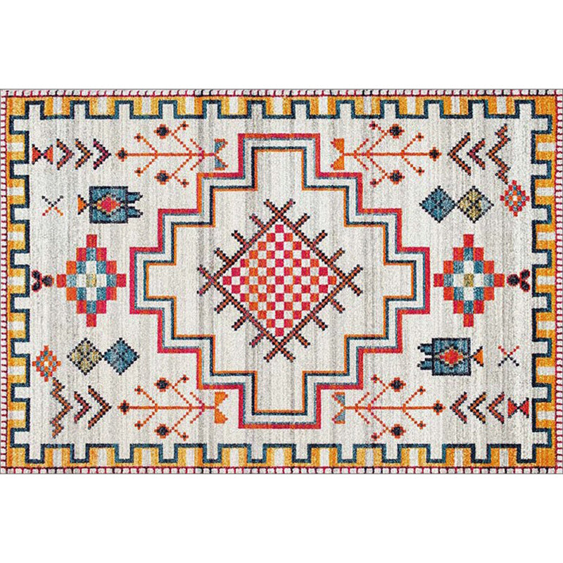 Bohemian Wohnzimmer Teppich Mehrfarbig Geometrischer Teppich Polypropylen Fleckenresistent Rutschfeste Rückseite Waschbarer Teppich