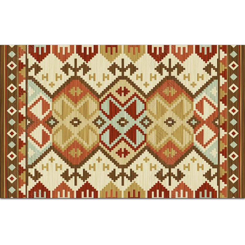 Bohemian Wohnzimmer Teppich Mehrfarbig Geometrischer Teppich Polypropylen Fleckenresistent Rutschfeste Rückseite Waschbarer Teppich