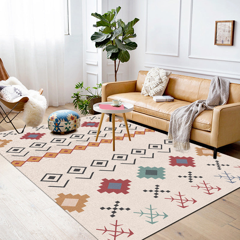 Frendorf | Bohemian Stil Geometrisches Muster Teppich Multi-Farbe Polypropylen Teppich rutschfeste Unterseite haustierfreundlich waschbarer Teppich für Zuhause