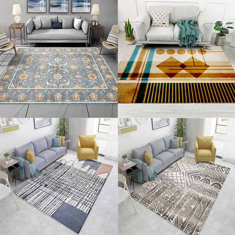 Frendorf | Rustikale Tribal Muster Teppich Multi Farben Bohemia Teppich Polyester Waschbar Rutschfeste Rückseite Haustierfreundlicher Teppich für Zuhause