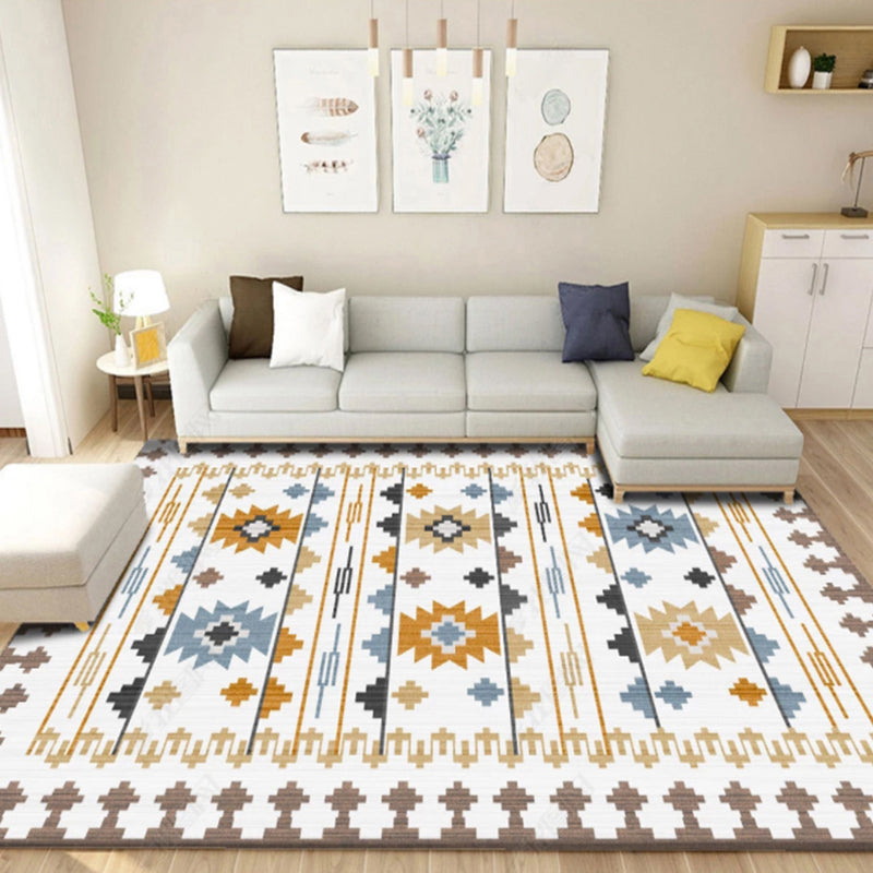 Frendorf | Rustikale Tribal Muster Teppich Multi Farben Bohemia Teppich Polyester Waschbar Rutschfeste Rückseite Haustierfreundlicher Teppich für Zuhause