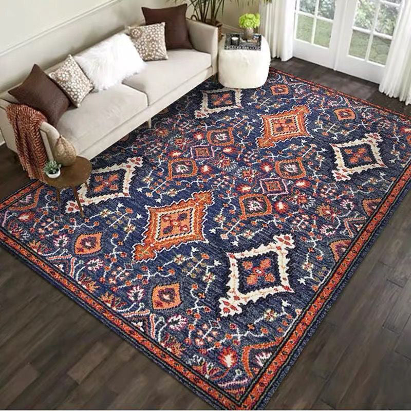 Frendorf | Rustikale Tribal Muster Teppich Multi Farben Bohemia Teppich Polyester Waschbar Rutschfeste Rückseite Haustierfreundlicher Teppich für Zuhause