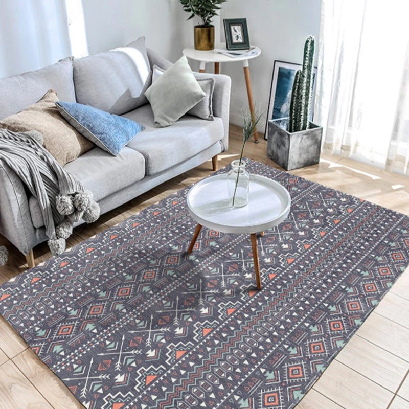 Frendorf | Rustikale Tribal Muster Teppich Multi Farben Bohemia Teppich Polyester Waschbar Rutschfeste Rückseite Haustierfreundlicher Teppich für Zuhause