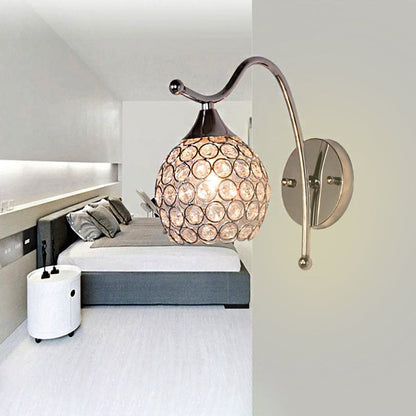 Frendorf | Dome Wandleuchte Modern Kristall 1 Licht Flur Wandmontierte Leuchte mit Chrom Rückplatte