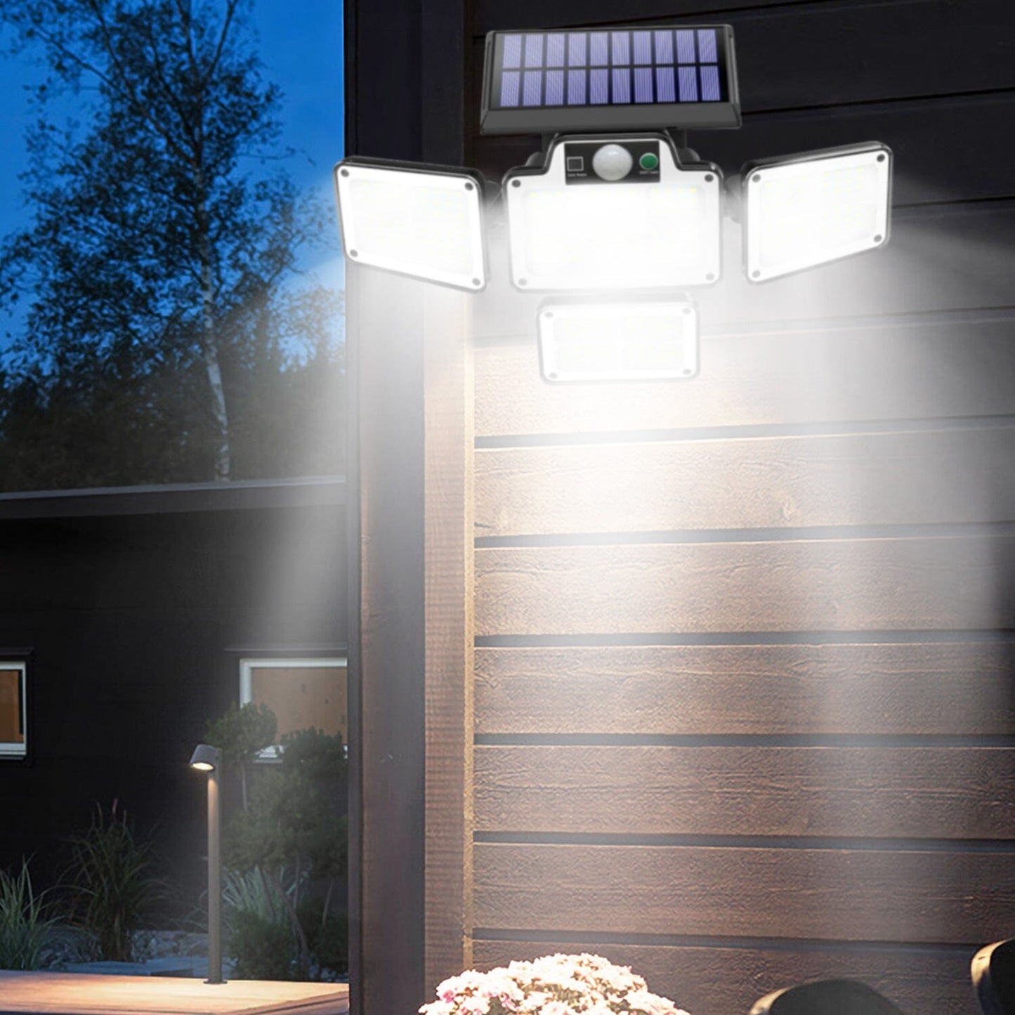 Frendorf | 216 LEDs Solar Außenleuchte Bewegungsmelder Sicherheitsdrahtlampe