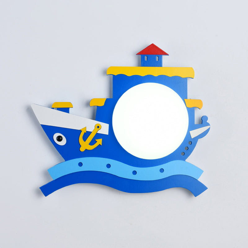 Frendorf | Kunststoff Runde Shade LED Wandlampe Cartoon Blaue Wandleuchte für Kindergarten