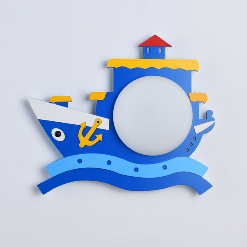 Frendorf | Kunststoff Runde Shade LED Wandlampe Cartoon Blaue Wandleuchte für Kindergarten