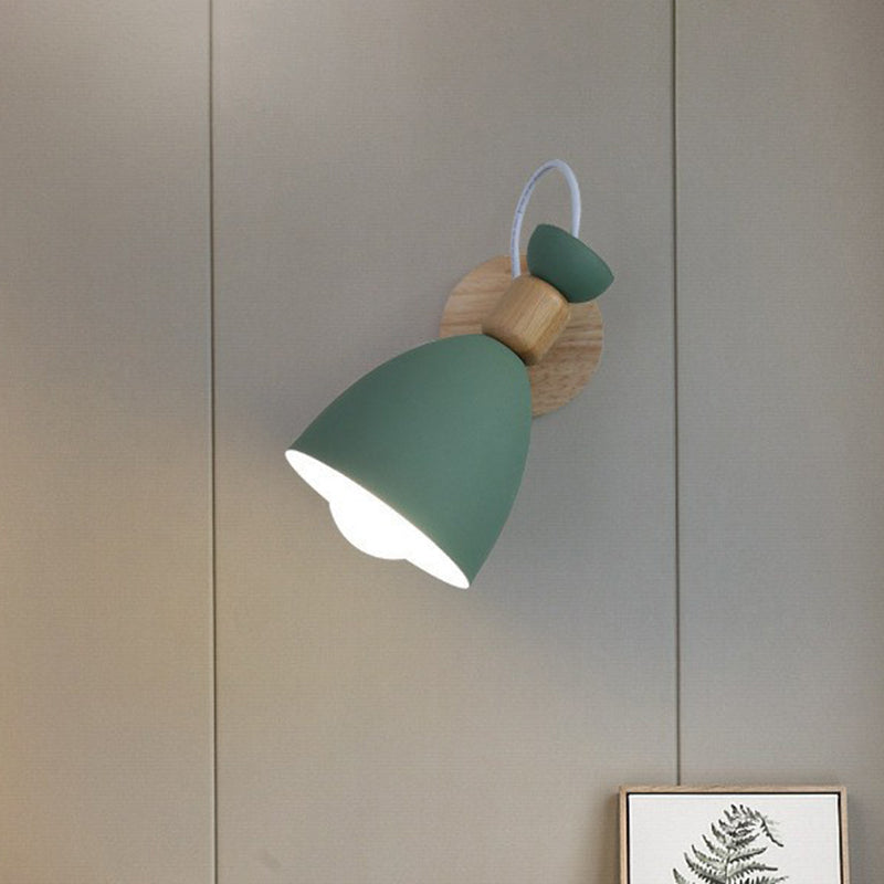 Frendorf | Metallic Swivel Shade Wandleuchte Macaron 1 Glühbirne Schlafzimmer Wandleuchte aus Holz