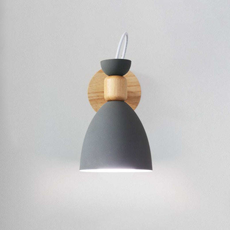 Frendorf | Metallic Swivel Shade Wandleuchte Macaron 1 Glühbirne Schlafzimmer Wandleuchte aus Holz