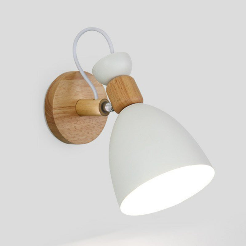 Frendorf | Metallic Swivel Shade Wandleuchte Macaron 1 Glühbirne Schlafzimmer Wandleuchte aus Holz