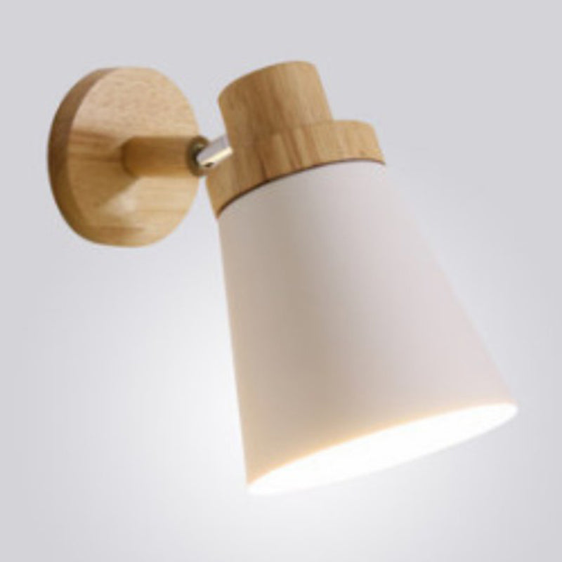 Frendorf | Metallic Swivel Shade Wandleuchte Macaron 1 Glühbirne Schlafzimmer Wandleuchte aus Holz