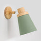 Frendorf | Metallic Swivel Shade Wandleuchte Macaron 1 Glühbirne Schlafzimmer Wandleuchte aus Holz