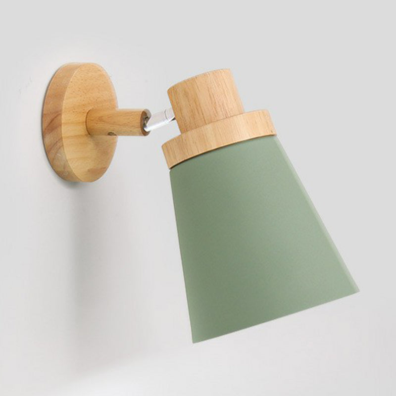 Frendorf | Metallic Swivel Shade Wandleuchte Macaron 1 Glühbirne Schlafzimmer Wandleuchte aus Holz
