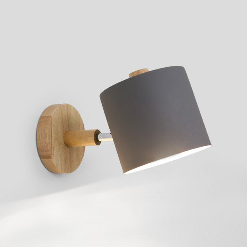 Frendorf | Metallic Swivel Shade Wandleuchte Macaron 1 Glühbirne Schlafzimmer Wandleuchte aus Holz