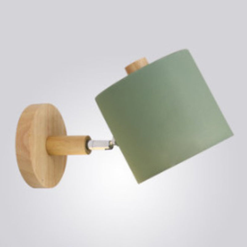 Frendorf | Metallic Swivel Shade Wandleuchte Macaron 1 Glühbirne Schlafzimmer Wandleuchte aus Holz