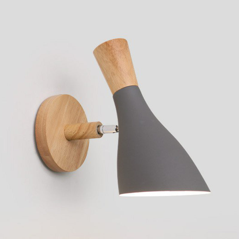 Frendorf | Metallic Swivel Shade Wandleuchte Macaron 1 Glühbirne Schlafzimmer Wandleuchte aus Holz