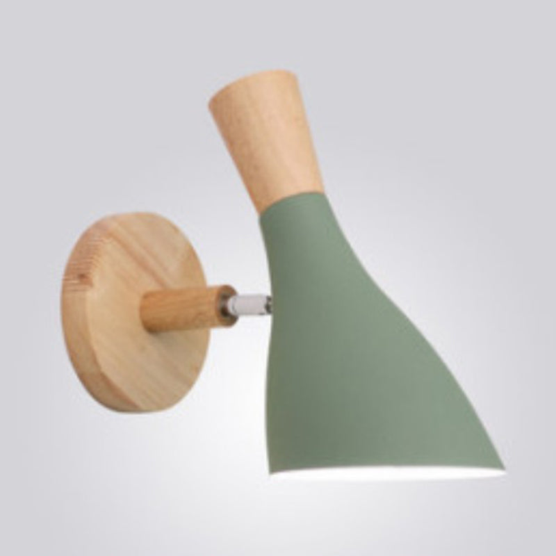 Frendorf | Metallic Swivel Shade Wandleuchte Macaron 1 Glühbirne Schlafzimmer Wandleuchte aus Holz