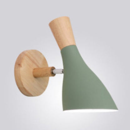 Frendorf | Metallic Swivel Shade Wandleuchte Macaron 1 Glühbirne Schlafzimmer Wandleuchte aus Holz