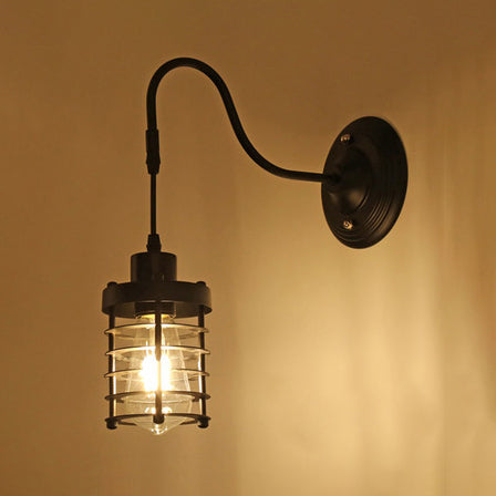 Frendorf | Metalen Cilinder/Hexagonaal Geëngageerde Wandlamp Boerderij 1 Lamp Restaurant Wandmontage Armatuur in Zwart