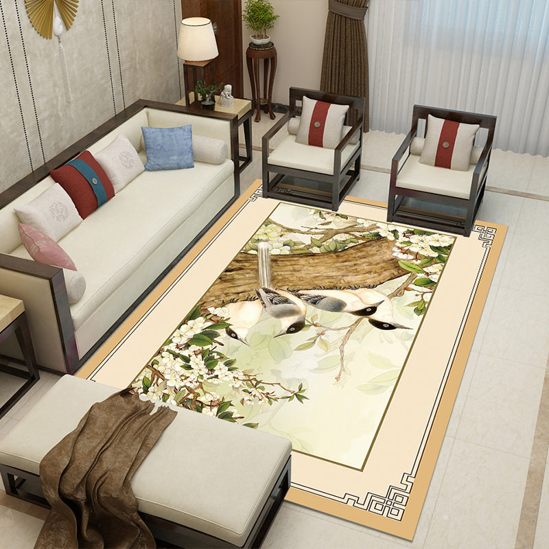 Frendorf | Chinese Landscape Drawing Print Teppich Mehrfarbig Polyester Teppich Rutschfest Haustierfreundlich Fleckenresistent Teppich für Lounge
