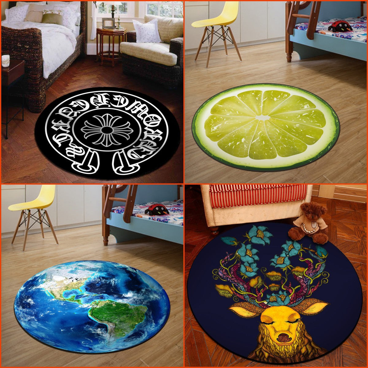 Frendorf | Novelty 3D Digitaldruck Teppich Mehrfarbiger Cartoon Teppich Polypropylen Fleckenbeständig Maschinenwaschbar Rutschfester Teppich für Schlafzimmer