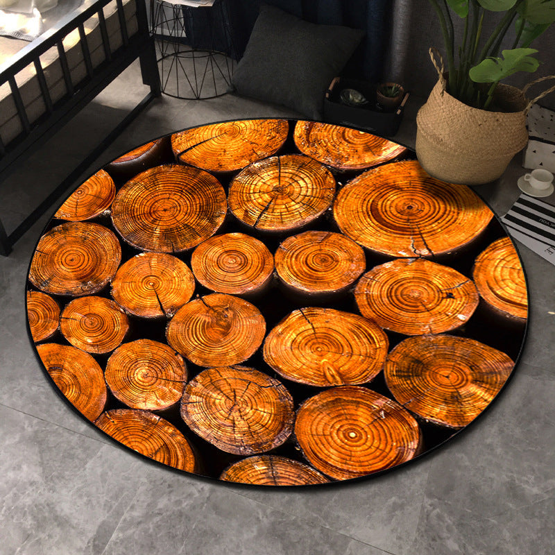 Frendorf | Multicolor 3D Baumring Teppich Polypropylen Zeitgenössischer Teppich Waschbar Rutschfeste Rückseite Tierfreundlicher Teppich für das große Zimmer