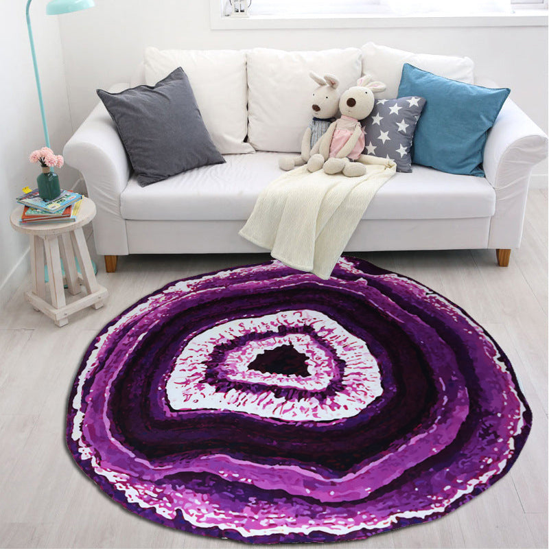 Frendorf | Multicolor 3D Baumring Teppich Polypropylen Zeitgenössischer Teppich Waschbar Rutschfeste Rückseite Tierfreundlicher Teppich für das große Zimmer