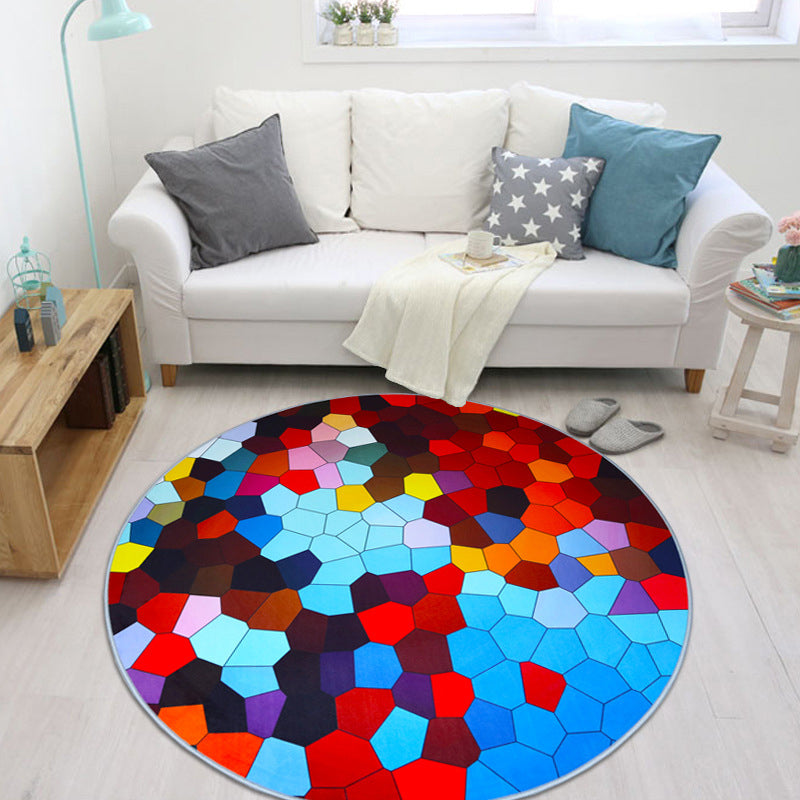 Frendorf | Coole Multi-Farbige Neuheit Teppich Synthetik 3D Illusion Teppich Maschinenwaschbar Rutschfest Haustierfreundlicher Teppich für das Wohnzimmer