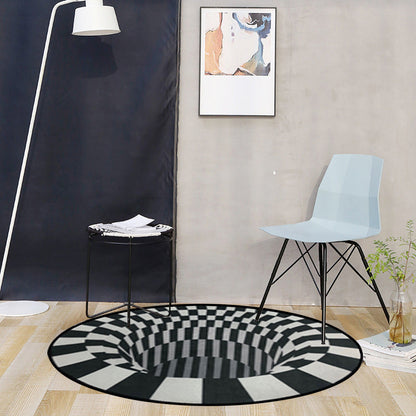 Creepy Hole 3D Illusion Teppich Schwarz und Weiß Moderner Teppich Polypropylen Haustierfreundlich Rutschfest Fleckenresistenter Teppich für das Wohnzimmer